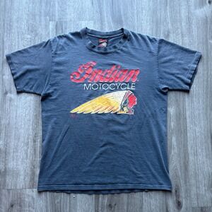 Vintage 80s Faded Indian Motorcycle T Shirt Men's Size Large Eagle Indianapolis